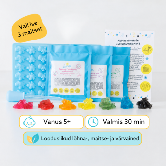 Kummikommide valmistamise komplekt – dinosaurused, 3 maitset sinu valikul