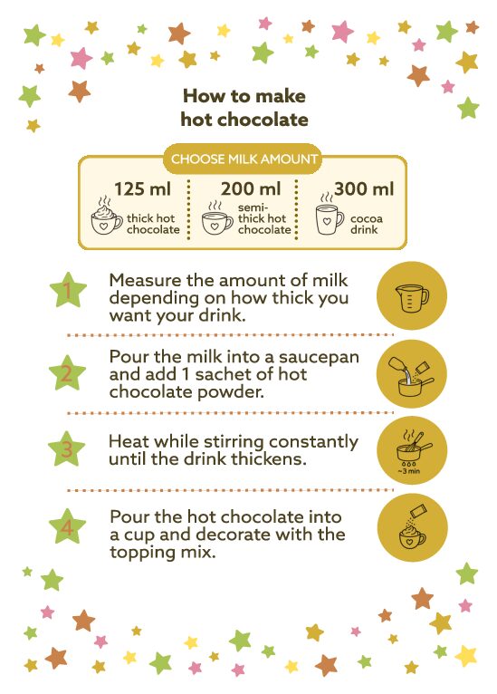 Hot chocolate preparation instructions