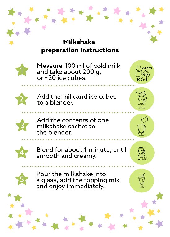 Milkshake preparation instructions