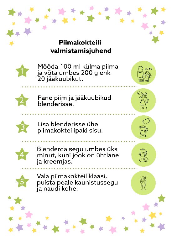 Piimakokteili valmistamisjuhend