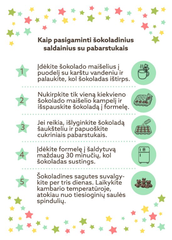 Šokoladinių saldainių gaminimo instrukcija