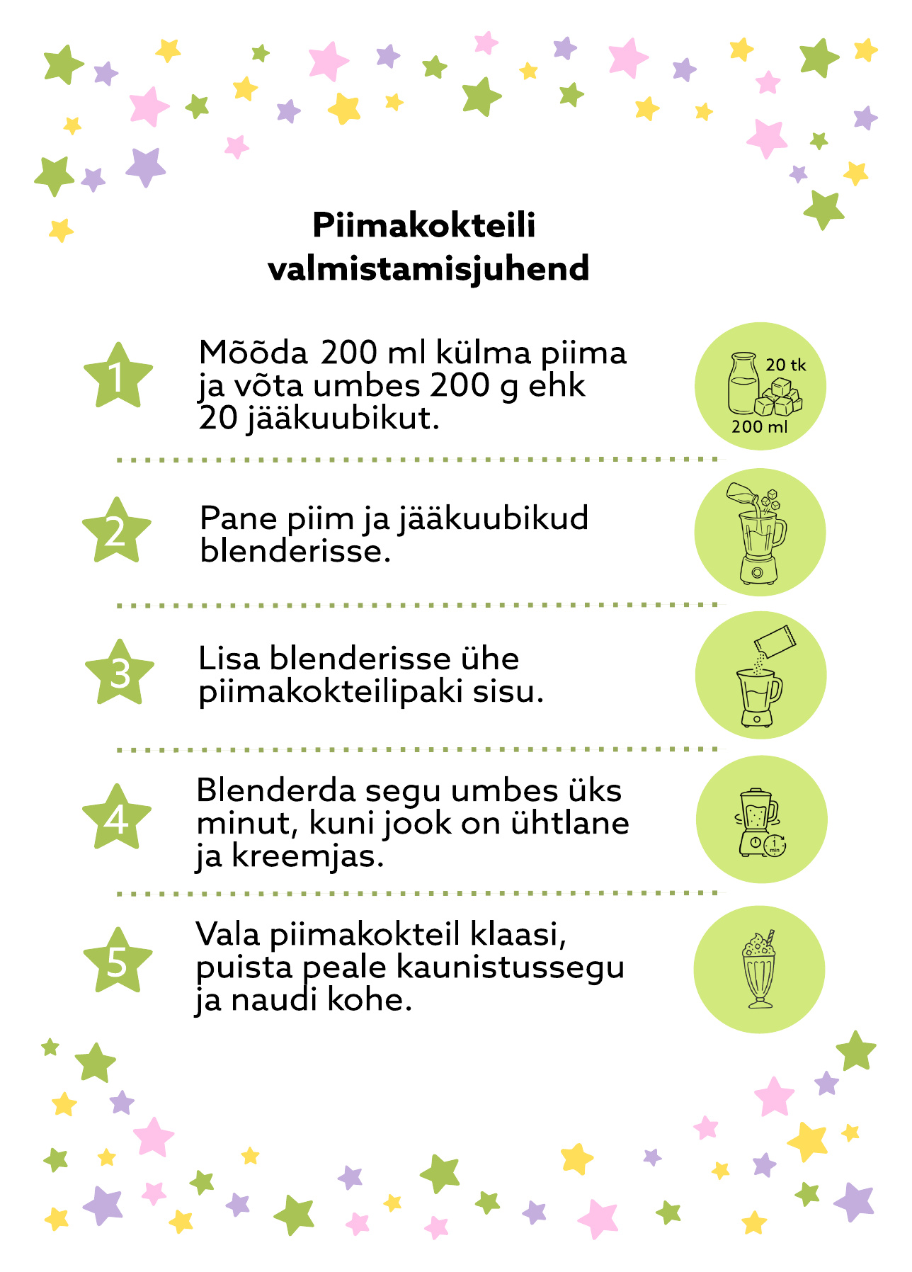 Piimakokteili valmistamisjuhend
